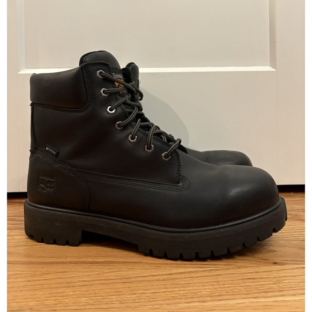 Timberland PRO Men's 6" Direct Attach Waterproof Black Leather Boots Size 13 W